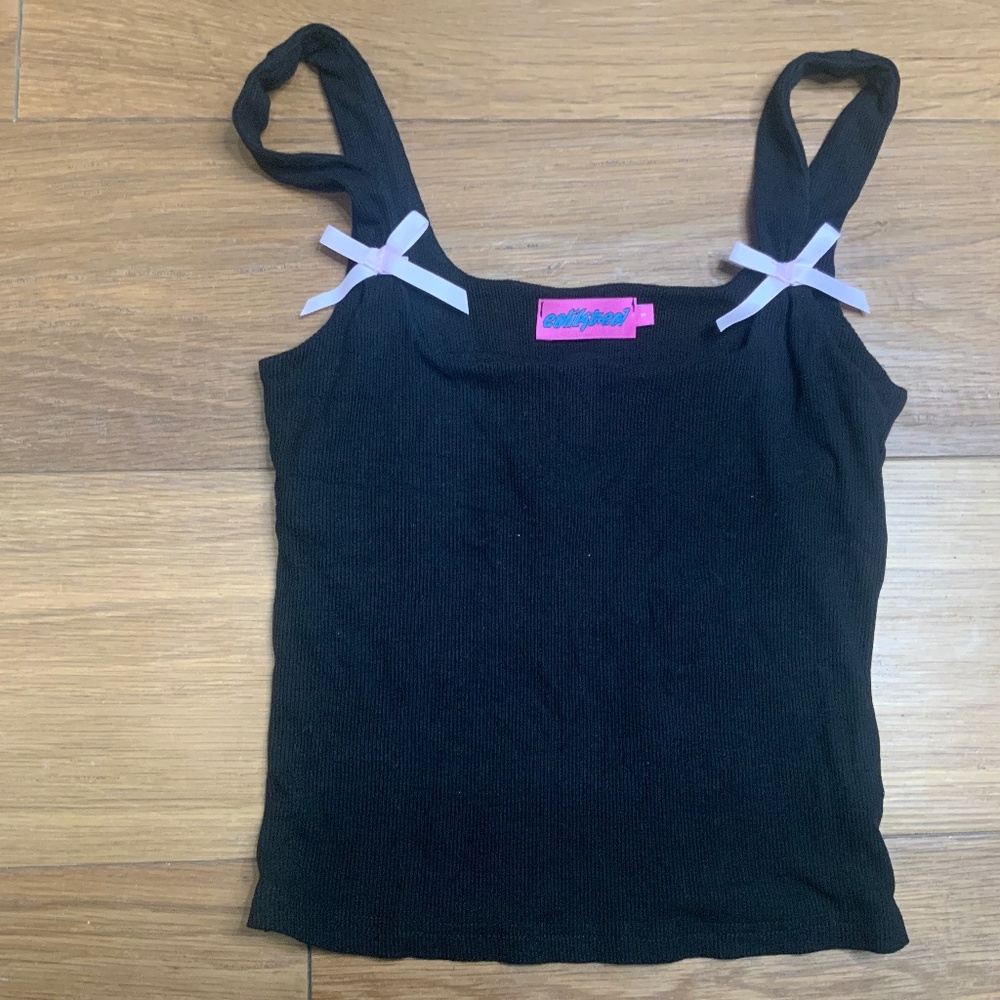 Edikted Cropped Tank Top with Pink Bows Size S